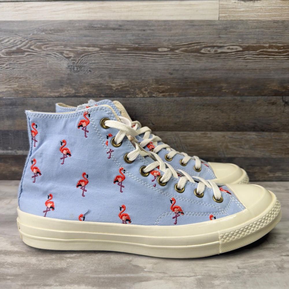 Converse Chuck Taylor All Star 70 Hi Mens 10 Womens 12 Blue Flamingo Embroidered
